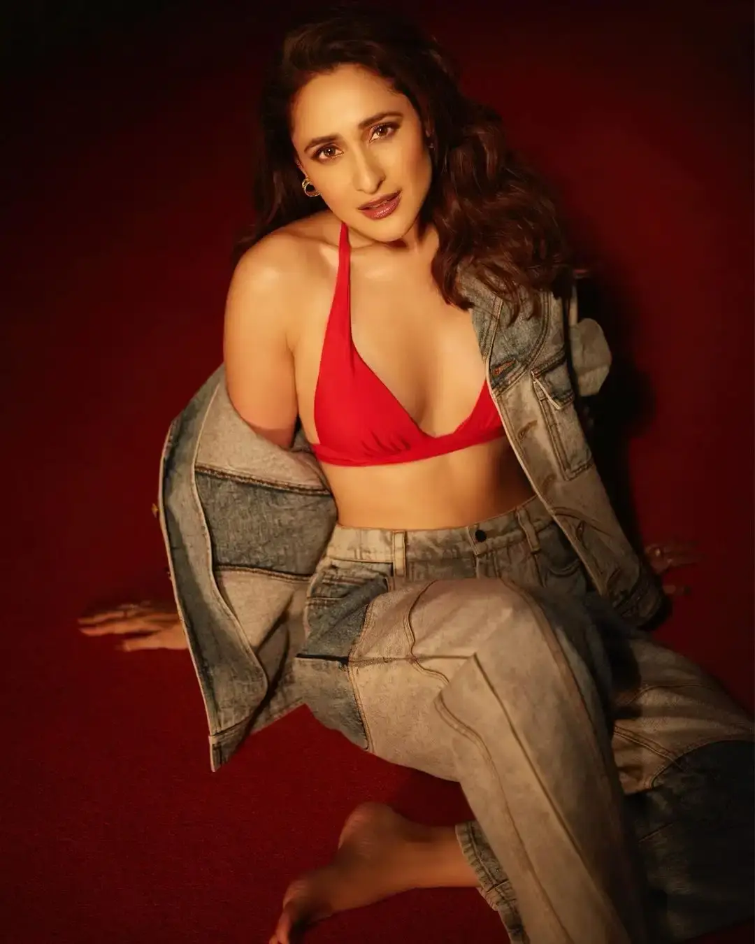 Indian Actress Pragya Jaiswal in Red Top